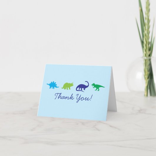 Bleu Dinosaure Cute Merci Kid's Stationnaire Card (Devant)