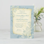 Bleu d'oeuf de canard et Faire-part de mariage flo (Debout devant)