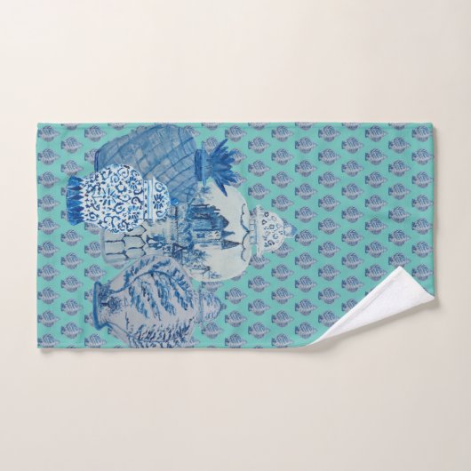 Bleu d'oeuf et jarres blanches de gingembre de Rob (Serviette à main)