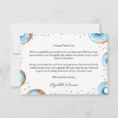 Bleu Donut Bébé saupoudrer Carte de remerciements  (Dos)