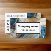 Bleu doré et marbre blanc Carte de visite