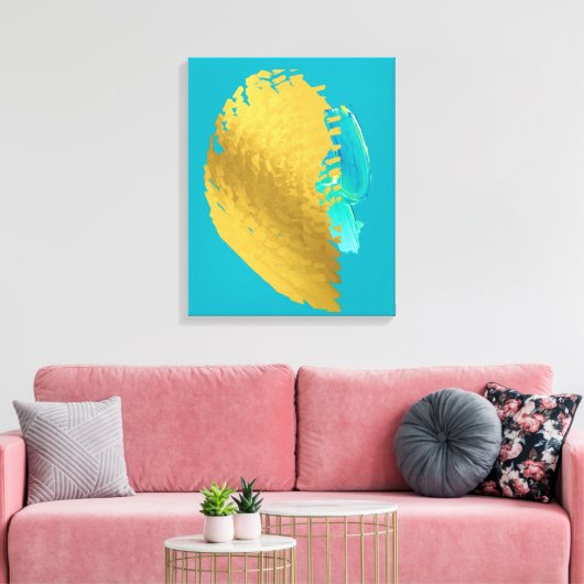 Bleu doré moderne toile étirée imprimé (Insitu(Salon))