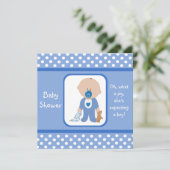 Bleu Dots caucasien Invitations de douches pour bé (Debout devant)