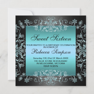 Bleu doux16 Poussière de neige Invitation d'annive