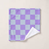 Bleu doux et À damiers lavande (Gant de toilette)