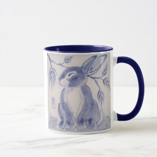 Bleu doux et blanc lapin Design Mug