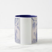 Bleu doux et blanc lapin Design Mug (Centre)
