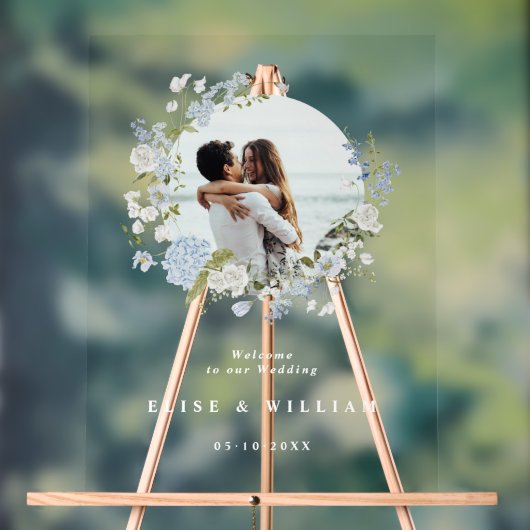 Bleu Doux Fleur Doux Mariage Bienvenue (Neutre)