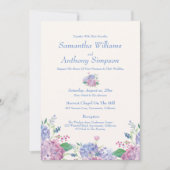 Bleu doux, Fleurs d'Hydrangée, Faire-part de maria (Devant)