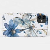 Bleu Dragonfly et Fleurs iPhone Cell Phoe Coque (Dos (Horizontal))