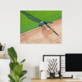Bleu dragonfly Insect sur une affiche ferroviaire (Bureau à domicile)