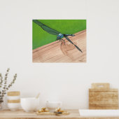 Bleu dragonfly Insect sur une affiche ferroviaire (Cuisine)