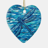 Bleu Dragonfly Peinture en céramique ornement (Droite)