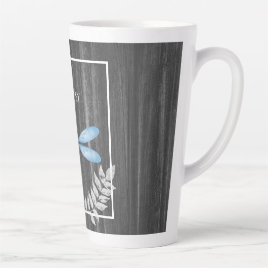 Bleu Dragonfly Russe Personnalisé Latte Mug (Droite)