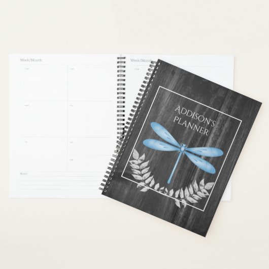 Bleu Dragonfly Russe Planner (Devant avec enveloppe)