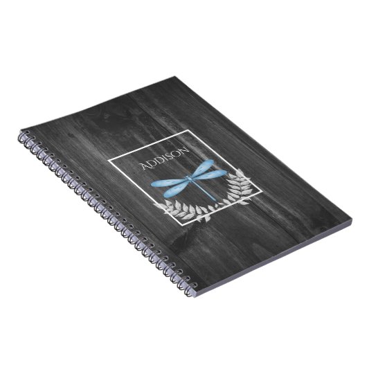 Bleu Dragonfly Rustique Carnet personnalisé (Côté Droit)