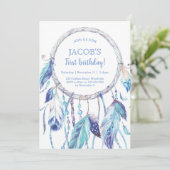 Bleu Dream Catcher Invitation Anniversaire (Debout devant)