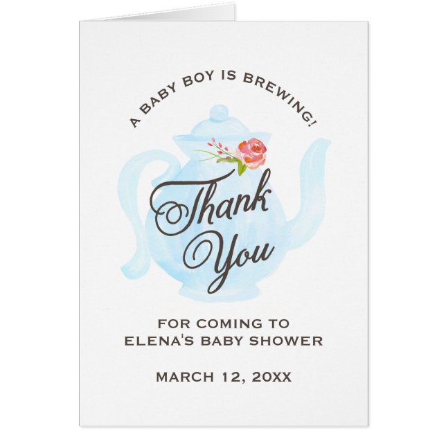 Bleu du carte de remerciements | de baby shower du (Devant)
