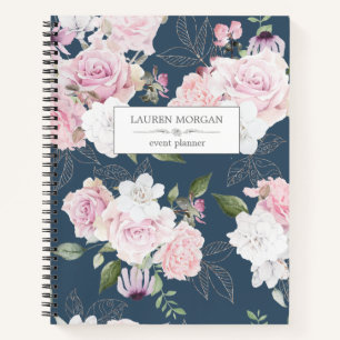 Bleu du jardin rose   Carnet personnalisé