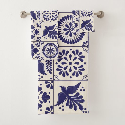 Bleu du Nil Décoratif Talavera Traditionnelle Mexi (En situation)
