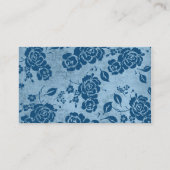 Bleu Duché, Blanc Floral Damask Cartes de Place (Dos)