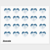 Bleu Duché, Blanc Floral Mariage Favoriser Sticker (Feuille)