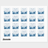 Bleu Duché, Blanc Floral Mariage Favoriser Sticker (Feuille)