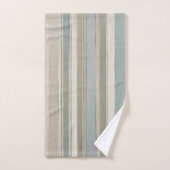 Bleu Duché Turquoise Sage Beige Stripe (Serviette à main)