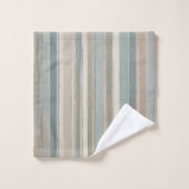 Bleu Duché Turquoise Sage Beige Stripe (Gant de toilette)