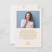 Bleu Dusty Blanc Floral Anniversaire Photo Merci (Dos)