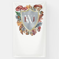 Bleu Dusty Burgundy Bannière Mariage Champignon Au