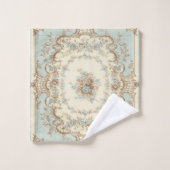 Bleu Dusty et Brown Floral Oriental (Gant de toilette)