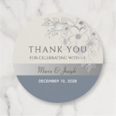 Bleu Dusty Merci Mariage Favoriser les étiquettes (Dos)