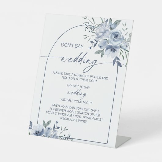 Bleu Dusty Ne pas dire Mariage Jeu Signe (Recto)