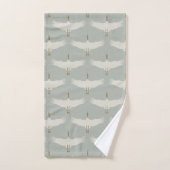 Bleu Dusty Oiseaux neutres Grues Art Déco (Serviette à main)