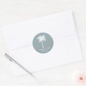Bleu Dusty Palm Tree Mariage autocollants (Enveloppe)