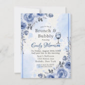 Bleu Dusty Peony Brunch & Bubbly Invitation (Devant)