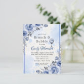 Bleu Dusty Peony Brunch & Bubbly Invitation (Debout devant)