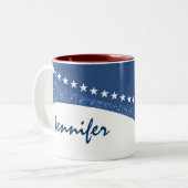 Bleu éblouissant courbe étoile Mug (Devant gauche)