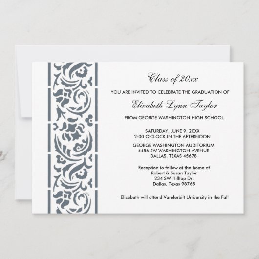 Bleu Edge Graduation Faire-part ou invitation (Devant)