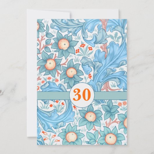 bleu élégant 30e anniversaire mariage invitations (Dos)