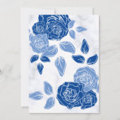 Bleu Élégant blanc gris floral Invitation coeur (Dos)