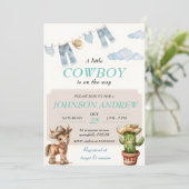 Bleu Elegant Cowboy Baby shower Invitation (Debout devant)