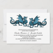 Bleu Elegant Dragon Wedding Invitation (Devant)