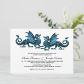 Bleu Elegant Dragon Wedding Invitation (Debout devant)