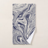 Bleu élégant et Marbre blanc (Serviette à main)