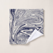 Bleu élégant et Marbre blanc (Gant de toilette)