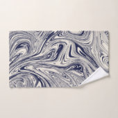Bleu élégant et Marbre blanc (Serviette à main)