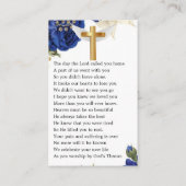 Bleu Elegant Floral Photo Funeral Carte de prière (Dos)