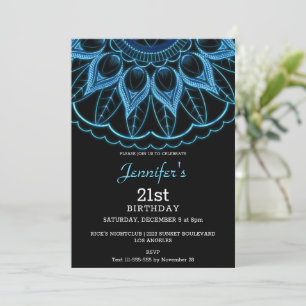 Bleu élégant Invitation d'anniversaire Mandala